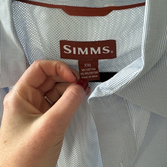 Simms Men's Blue and White Button Down Shirt - Picture 2 of 3